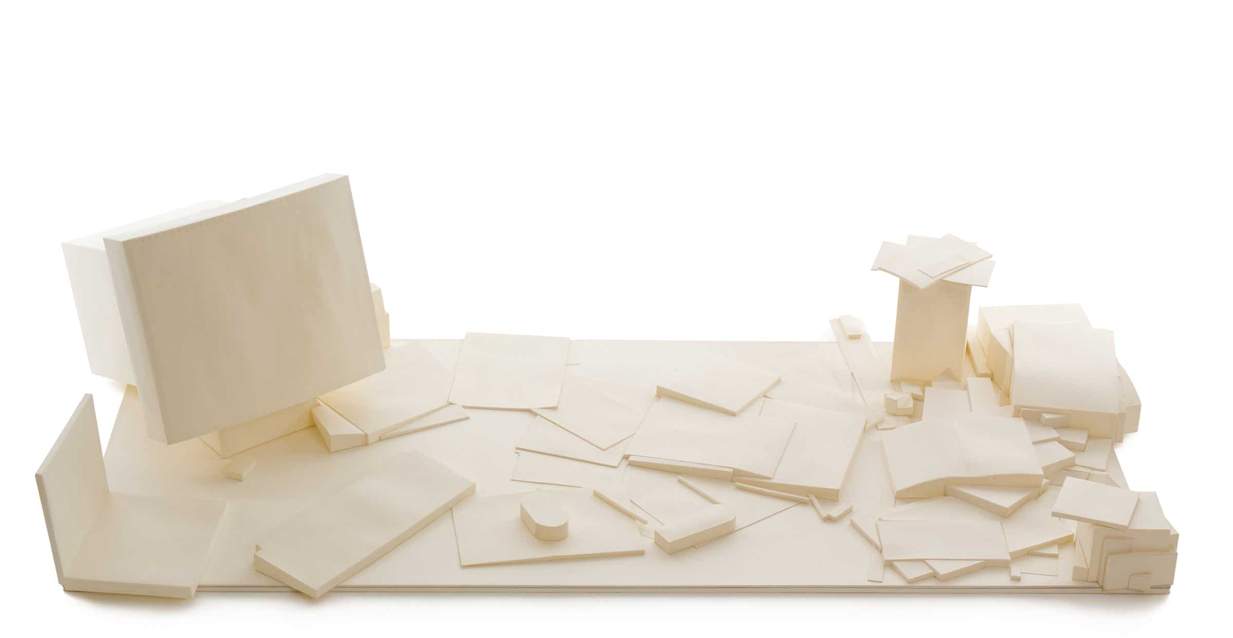 Paper object of the series »Schreibtische« [Desks] by Herbert Stattler.